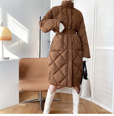 Lässige, übergroße Parkajacke mit Stehkragen und Argyle-Muster